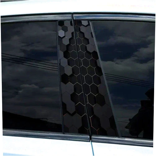 VEITNMACBA 1Pc/2Pcs 3D Effect Honeycomb Car Stickers Auto Tattoo B Pillar Waterproof Center Column Decor DIY Car Doors Pillar Decals