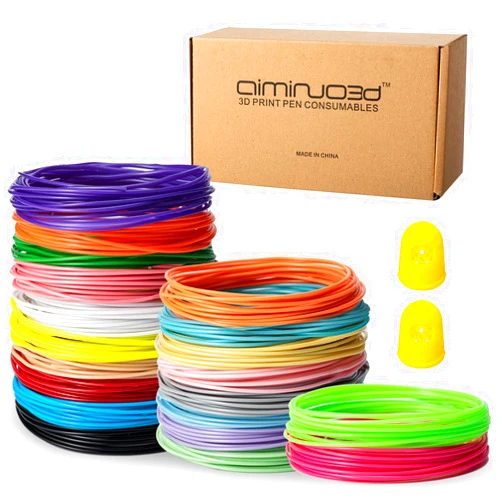 AIMINUO3D AMINUO 3D Pen Filament Refills, 20 Vibrant Colors, 16.40 Feet (5 Meters) Each, Total 328.08 Feet (100 Meters), 1.75mm, Pack with 2 Finger Caps, Not Compatible with 3Doodler Pen