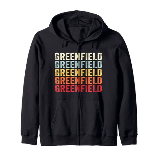Greenfield California Greenfield CA Retro Vintage Text Zip Hoodie