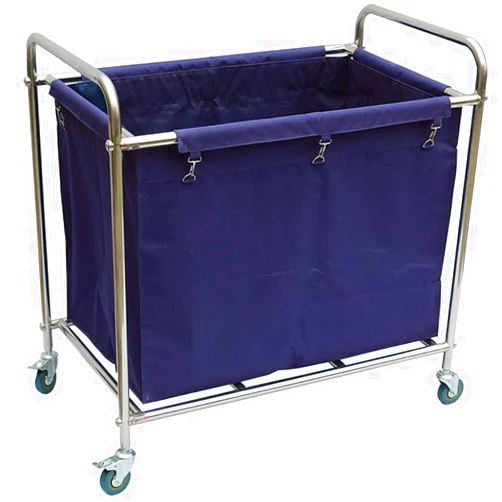 ROLTIN Hospital Trolley, Supplies Rack,Cart Tool Hotel Linen Cart for Hall, Laundry Sorter Cart with Universal Brake Wheel, Room Service Rolling Trolley, Removable Cover, Blue