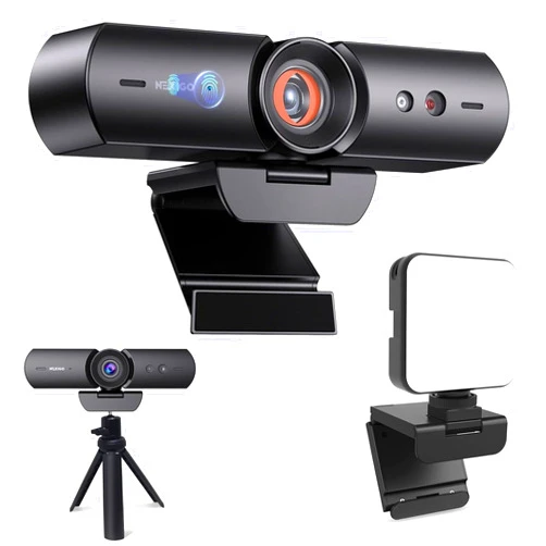 NexiGo 1080P Webcam Kits, N930W HelloCam with Windows Hello, True Privacy, Automatic Electronic Shutter, Extendable Tripod Stand, Video Conference Lighting, for Zoom/Skype/Teams