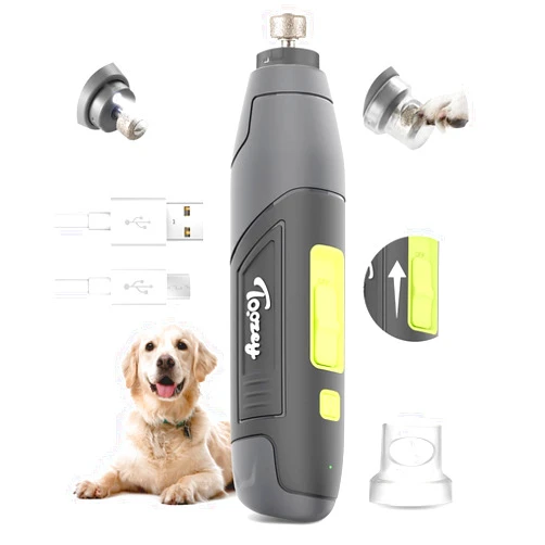 Toozey Dog Nail Grinder for Large Dogs, Real 12,000 RPM & 3-Speed, with Dust Cap and LED Light, Professional Electric Dog Nail Trimmer for Medium & Small Dogs, USB Rechargeable Pet Toenail Grinder