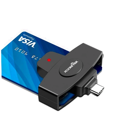 Rocketek Type C CAC Reader, DOD Military USB C Common Access CAC Card Reader, Mini Portable USB Smartfold Type C Smart Card Reader SIM Card Reader Compatible with Windows, Mac OS