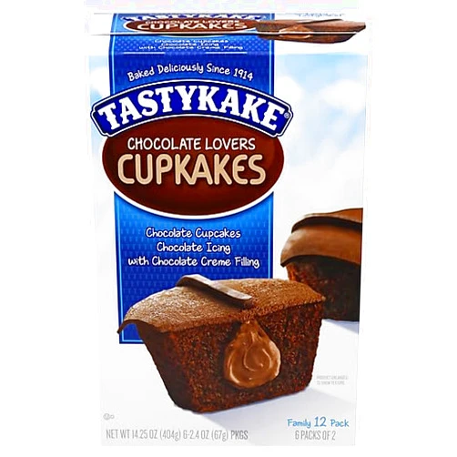 Tastykake Chocolate Lovers Cupkakes, Chocolate Cupcakes with Creme Filling - 2 Boxes