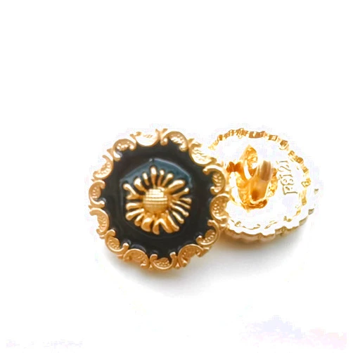 Clyaiylc 20pcs Metal Pure Black Buttons Court Floral Edge Fine Shining Sunflower Shirt Button Clothing Accessories Decorative Buttons 12.5mm/0.5inch（Pure Black）