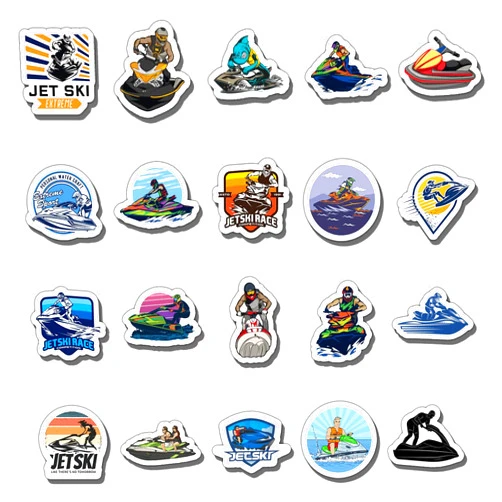 GOLEEX 20 Pcs Jet Skiing Stickers Vinyl Decals Decal Decorations Waterproof Sticker Gifts for Ski Lovers Kids Adults Teens Vehicle Laptop Water Bottles Decor Computer Skateboard