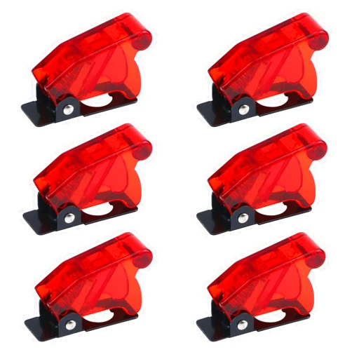 Antrader Plastic 12mm Mount Dia. Toggle Switch Cover Dustproof Safety Waterproof Safety Flip Cover Cap Red 6-Pack