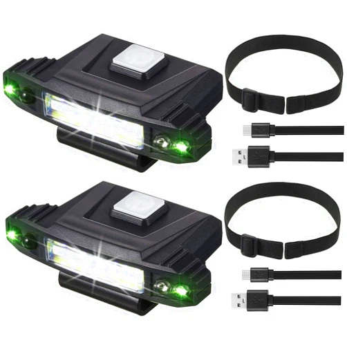 Mudder 2 Pieces Ultra Bright Mini LED Clip on Cap Light USB Rechargeable Motion Sensor Hat Visor Light Waterproof Cap Light Flashlight Headlamp for Fishing Camping Running Hard Hats Helmets, 4 Light Modes