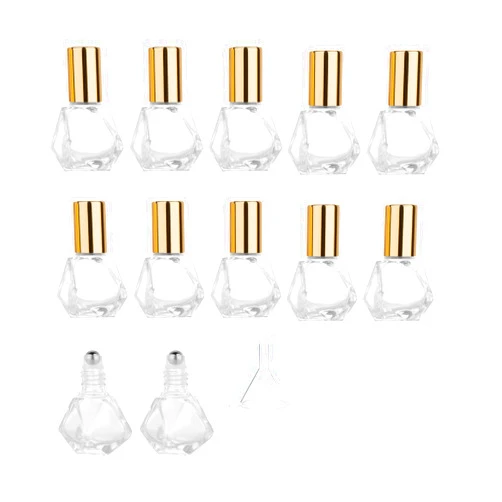 Glasstore 5ml (1/6 oz) Glass Roller Bottles,12 Pcs Roll-on Bottles Essential Oil Roller Bottles For Perfumes Aromatherapy Cosmetic Liquid Gold Cap