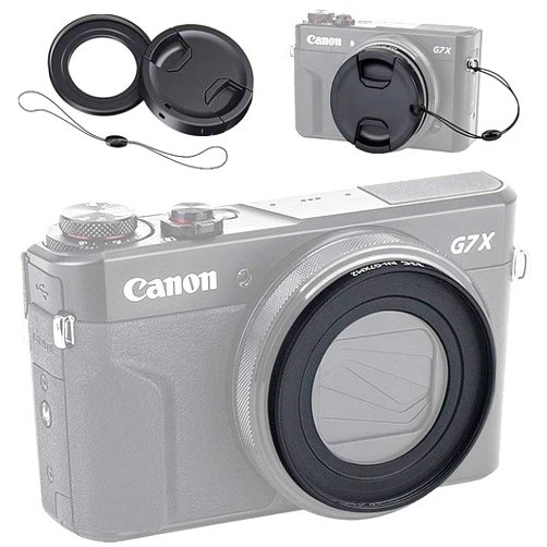 JJC Dedicated Metal 49mm Thread Filter Adapter Lens Adapter for Canon PowerShot G7X III II G5X Installing UV CPL ND Filter, Includes 49mm Snap-On Lens Cap & Cap Keeper String