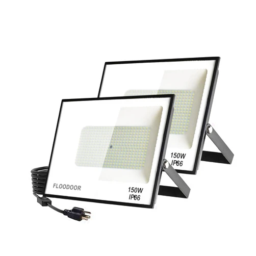 Floodoor 150W LED Flood Light Outdoor, 15000LM Super Bright floodlights,IP66 Waterproof Security Lights White Light with Plugs for Yard, Garden, Playground,Stadium, Basketball Court (2 Pack)