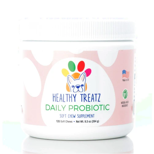 Healthy Treatz Probiotic Chews for Dogs - with Natural Digestive Supporting Enzymes for Relief of Diarrhea & Upset Stomach + Gas & Constipation - Allergy & Immune System Support