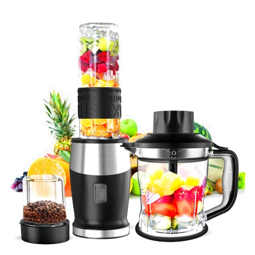 Goelunmy Blender and Food Processor Combo, Blender for Shakes and Smoothies, Personal Blender Small Blender, Suitable for Kitchen, Home, 700W Electric Blender with Mixer Grinder/Blender/Chopper