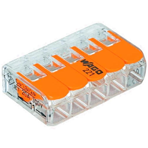 Wago 221-415 Lever-Nuts 5 Conductor Compact Connectors 50 PK Pack of 50