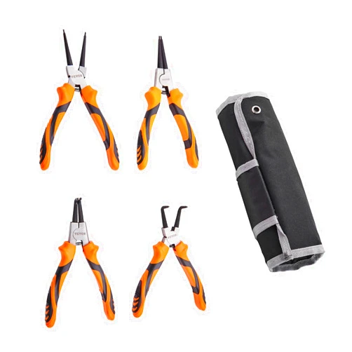 VEVOR 4 Pcs Snap Ring Pliers Set - Heavy Duty 7-inch Internal/External Circlip Pliers Kit (Tip Diameter 0.07'') with Straight/Bent Jaw for Ring Remover Retaining - Storage Pouch Included