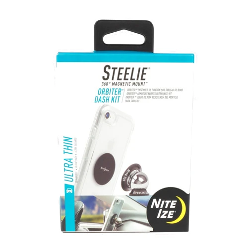 Nite Ize Steelie Orbiter Dash Kit - Metal Plate Attaches to Exterior of Charger - Dashboard System with Magnetic Socket, Dash Mount & Metal Plate - Orbiter