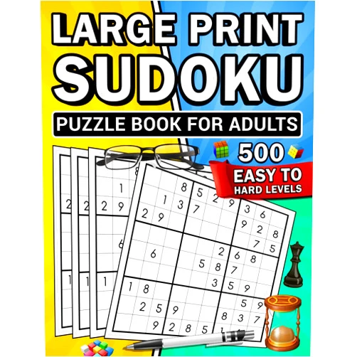 Fasditok Publishing 500 Sudoku Puzzles Book Large Print For Adults and all Family - Easy to Hard With Solutions - Newest edition: Calm stress and exercise the mind for the whole family