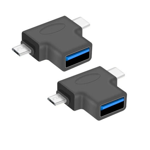 ZJKJHJY 2in1 USB C & Micro USB to USB 3.0 OTG Adapter, USB-C Male Micro USB Male to A Male to Female Cable,for Compatible with MacBook 2018 2017 2016, Galaxy Note 8, S8 S8+ S9, Pixel, Nexus 2Pack