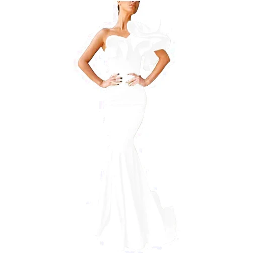 Lsadoraso Women's One Shoulder Ruffles Satin Mermaid Prom Dresses Long Ball Gowns Formal Evening Party Gowns