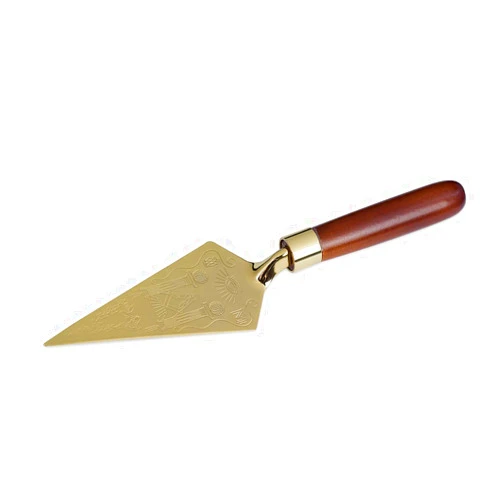 The Masonic Exchange Trowel with Wood Handle and Decorated Gold Blade Masonic Gift