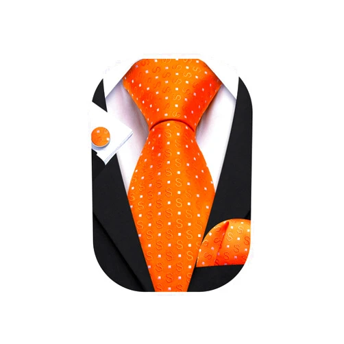 Barry.Wang Fun Animal Ties for Men Designer Handkerchief Cufflink WOVEN Casual Necktie Set Festival