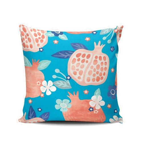 THUONY Pillowcase Home Decorative Floral Watercolor Botanical Pomegranate on Blue 24X24 Inch Square Throw Pillow Case Cushion Cover Double Sides Printed (Set of 1)