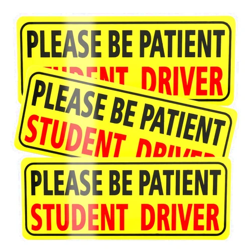 JUSTTOP 3pcs Magnet for Car, Please Be Patient Student Driver, New Drivers Sticker Safety Warning, Magnetic Reflective Rookie Driver Bumper Sticker (Black&Red)