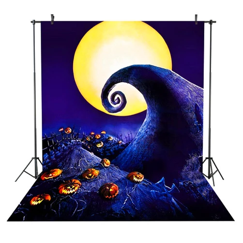 Maijoeyy 5x7ft Nightmare Before Christmas Backdrop for Halloween Party Photo Booth Vinyl Backdrop
