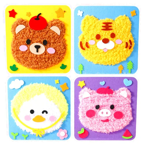 Generic DIY Embroidery Doll Set, DIY Embroidery Doll Set for Kids, Cartoon Animal Felt Embroidery, Fun DIY Educational Gift for Boys and Girls (4PCS-A)