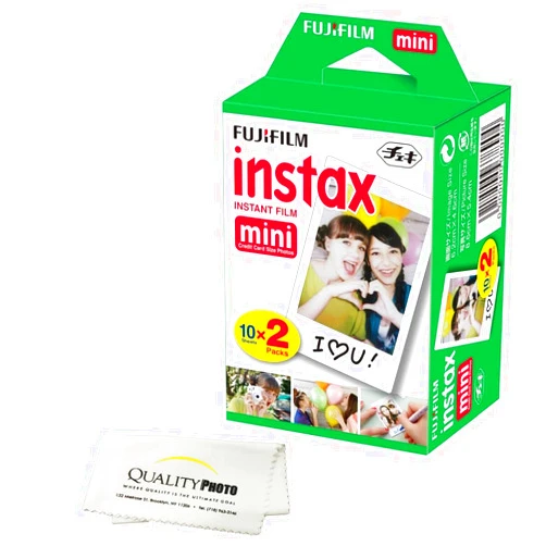 Fujifilm INSTAX Mini Instant Film (White) for Fujifilm Mini 8,9,11,12 Cameras w/Microfiber Cloth by Quality (20 Prints)