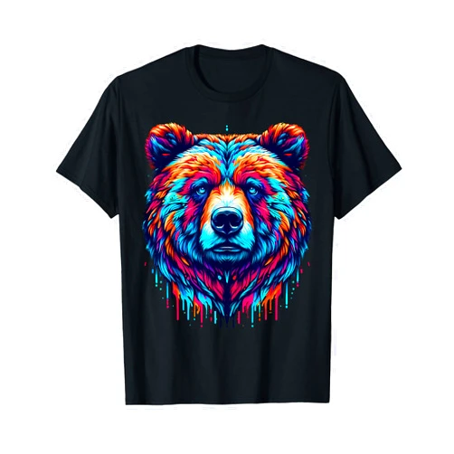 Grizzly Bear Illustration Tie Dye Cool Grizzly Bear Spirit Animal Illustration Tie Dye Art T-Shirt