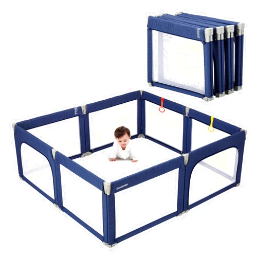 Dora dotey Doradotey Baby Playpen, Shape Adjustable Large & Small Baby Playard for Babies and Toddlers, Foldable Playpen Baby Fence Indoors Play Center Yards, Breathable Mesh Anti-Fall Play Pens(71x79 Blue)