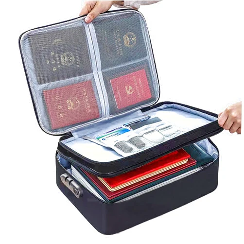 Gulenduo Important Document Organizer - Document Bag with Password Lock, Family Documents Holder&Document Holder, Safe Storage Bags for Documents, Plastic Medical Document Organizer Zippers Binder