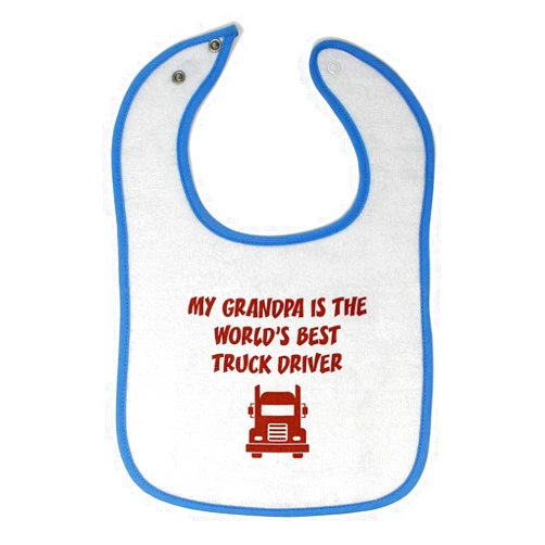 Cute Rascals Toddler & Baby Bibs Burp Cloths Grandpa Grandfather My Grandpa is The World's Best Truck Driver Grandfather Cotton Baby Items for Baby Girl & Boy White Blue Design Only