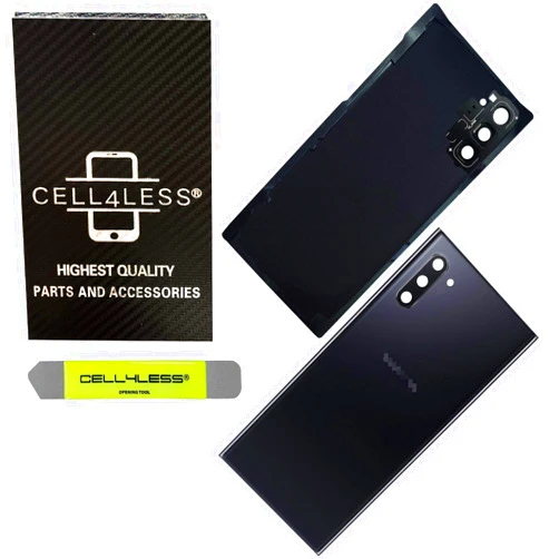 Cell4less Back Glass Replacement Kit for Galaxy Note 10 with Preinstalled Camera Lens & Adhesive (Aura Black)