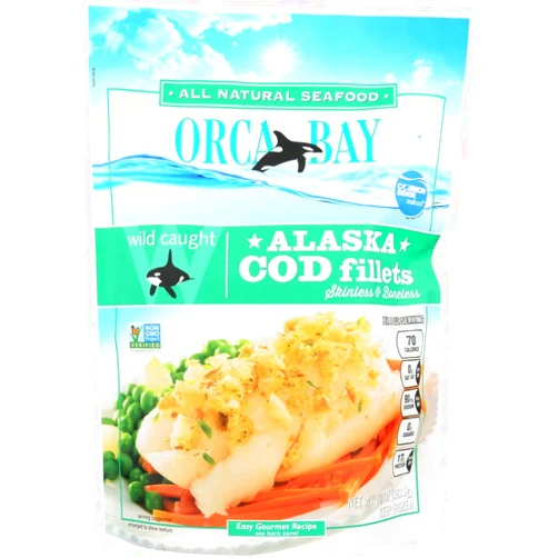 Orca Bay Alaskan Cod Fillets skinless boneless 10 oz (Frozen)