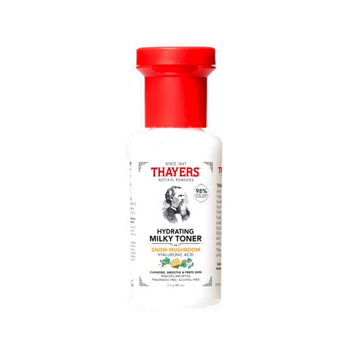 Thayers Milky Hydrating Face Toner with Snow Mushroom, Hyaluronic Acid and Elderflower, Dermatologist Recommended Gentle Alcohol Free Facial Skincare for Dry and Sensitive Skin, Paraben Free, 3 FL oz