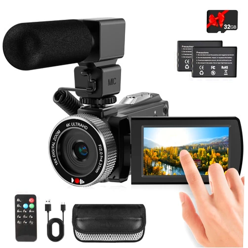 Rawiemy Video Camera Camcorder Full HD 4K 48MP Vlogging Camera for YouTube Digital Camera Recorder Video Camera for Filming with 3.0