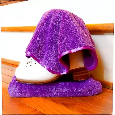 GIANTCLEAN Microfiber Skate Blade Cover (Soaker) & Skate Wipe Care Kit, Ultra Soft, Super Absorbent, Fast Drying, Protects Blade from Rusting and Chipping - Ideal for Ice Skating and Hockey Skates Violet Purple Large
