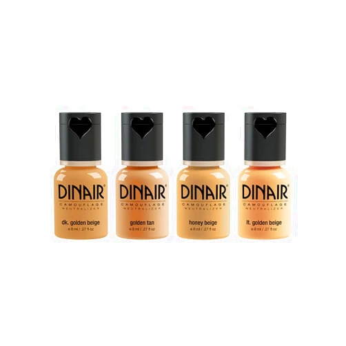 Dinair Airbrush Makeup Foundation | 4pc Camouflage Neutralizer Set | Medium Shades | Covers Scars, Acne, Tattoos, Under Eye Circles, Sun Spots, Vitiligo