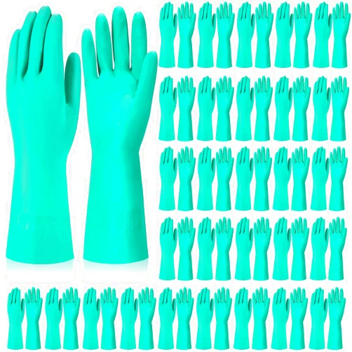 Potchen 20 Pairs Chemical Resistant Gloves Heavy Duty Thick Nitrile Gloves Bulk for Cleaning, Resist Household Acid, Alkali and Oil (X-Large)
