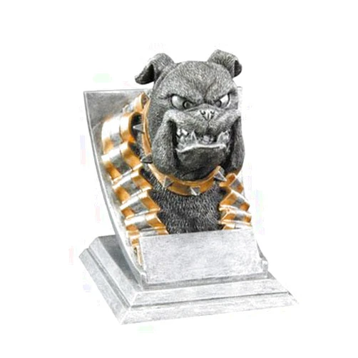 Decade Awards Bulldog Mascot Trophy - 4 Inch Tall | Engraved Bulldog Award, Silver and Gold - Customize Now