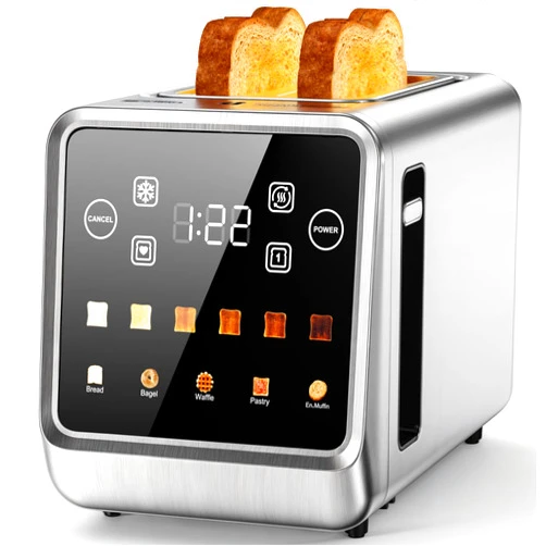 PSIIDAN Touch Screen Toaster 2 Slice, Stainless Steel Smart Digital Toasters with Single Slot Toasting, Memory Function, 5 Bread Types & 6 Shade Settings, 1.5