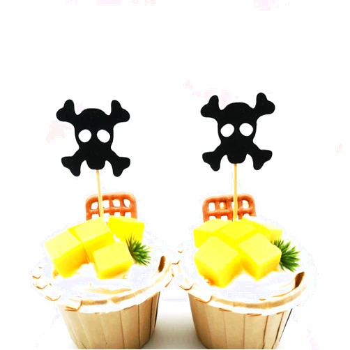 HNFCH 20Pcs Skull Cupcake Toppers Birthday Party Decoration Cake Picks for Halloween Party Table Decorations