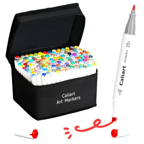 Caliart Markers, 168 Colors Dual Tip Art Markers Sketch Pens, Easter Basket Stuffers for Kids Teens Toddler, Permanent Alcohol Based Markers for Adult Book Eggs Decorations Gift Drawing Supplies Kit