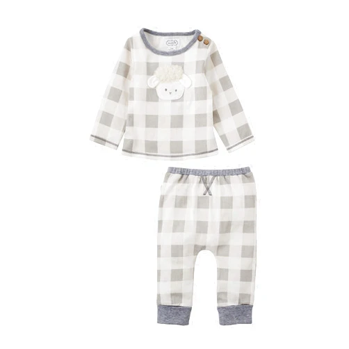 Mud Pie Baby Pocket Sheep 2 Piece Set, Gray, 0-3 Months