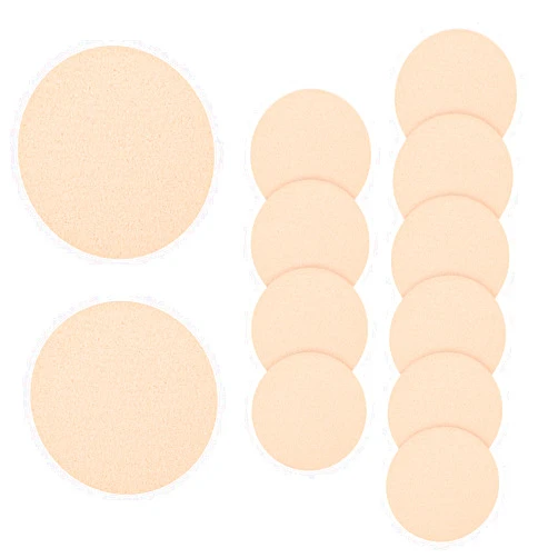 Jeffdad 12 Pcs Round Makeup Sponges, Facial Powder Puff Cosmetic Sponge Round Foam Pad Beauty Makeup Eye Foundation Powder Blender for All Skin Types Wet and Dry Dual Use(Skin Color)
