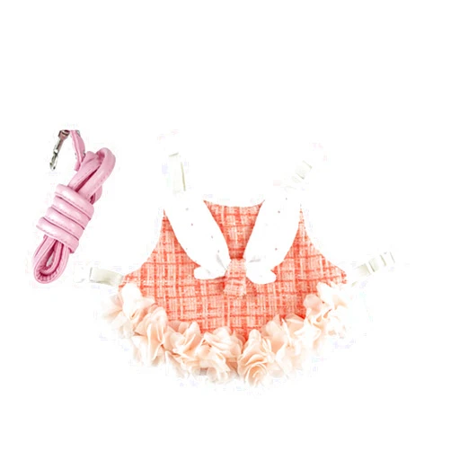 Kcjuoam Bunny Harness and Leash,Adjustable Soft Guinea Pig Clothes Pet Rabbit Ferret Harness Costumes for Small Animals Dress