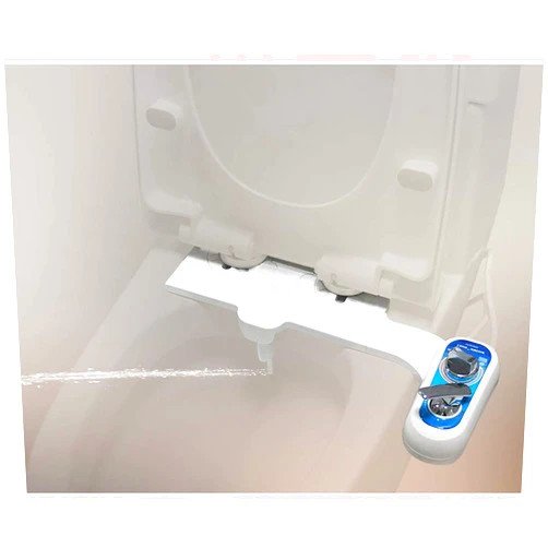 Bluting Bidet Attachment for Toilet,Left Handed Dual Nozzle Cold and Hot Water Spray,Non-Electric Mechanica Toilet Bidet,Water Pressure Control,ABS,for Pregnant/Elderly/Overweight,White-3/8