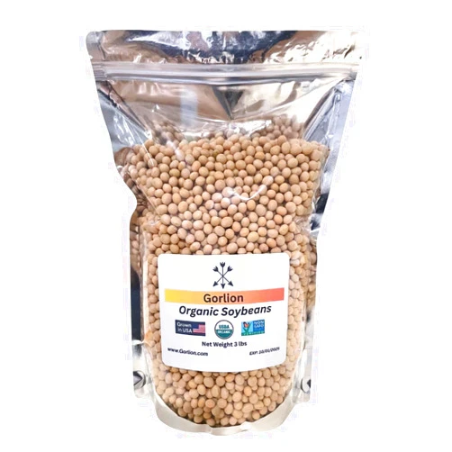 FOXCUP Gorlion Organic Soybeans 3 lb Bag. Identity Preserved (IP). Great for Tofu and Soy Milk